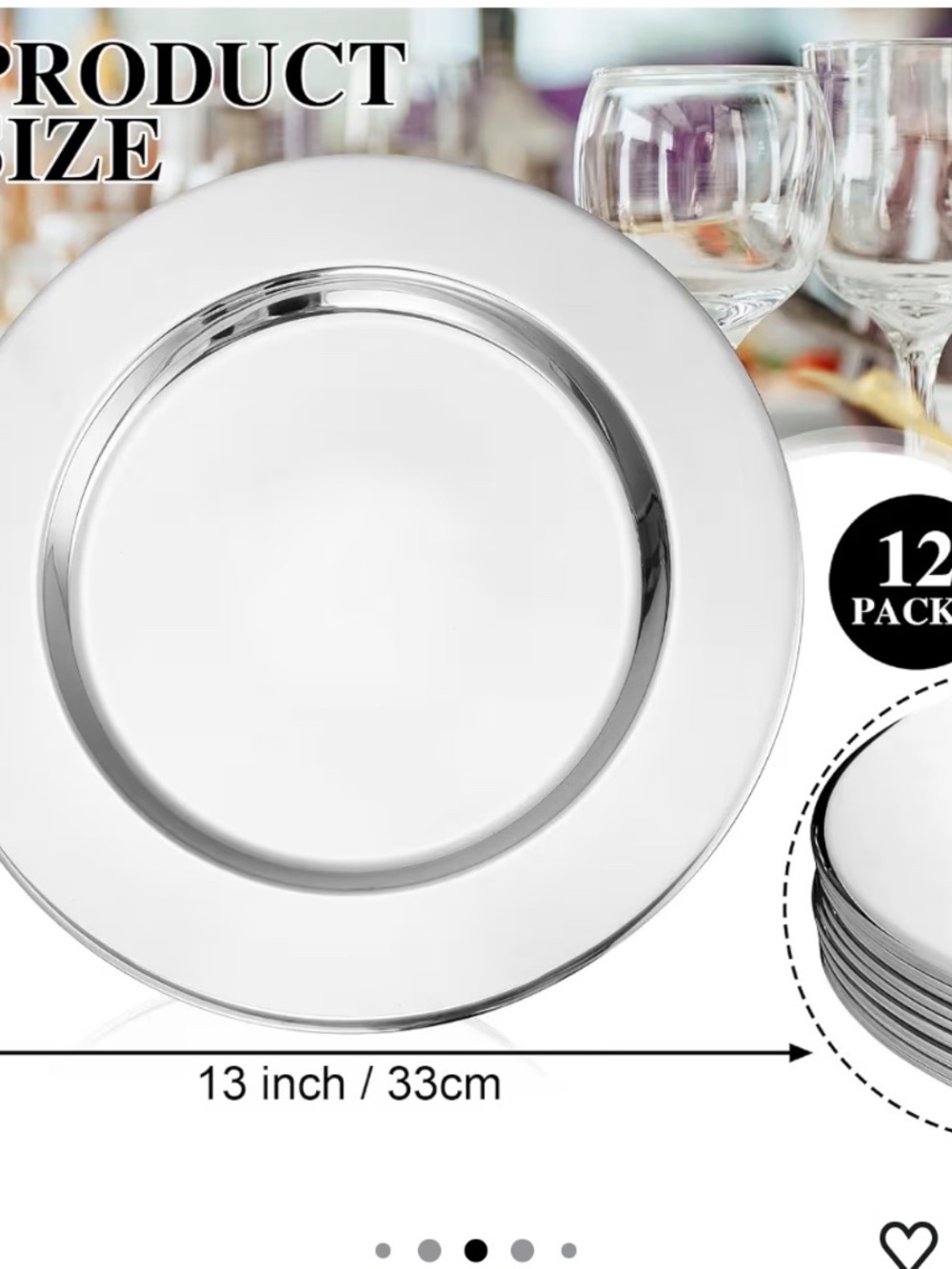 12 pc Silver-Colored Charger Plates 13" - Picture 7 of 8